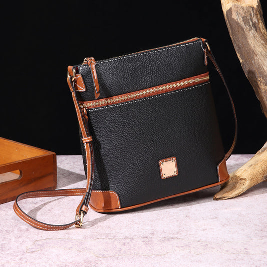 Sac bandoulière en galet grain litchi style rétro européen et américain