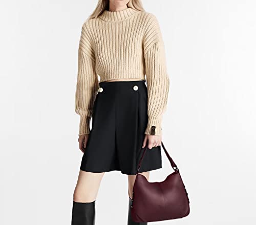 Sac à bandoulière en cuir véritable, sac hobo élégant, sac à bandoulière pour femme, sac à main de voyage avec poignée supérieure