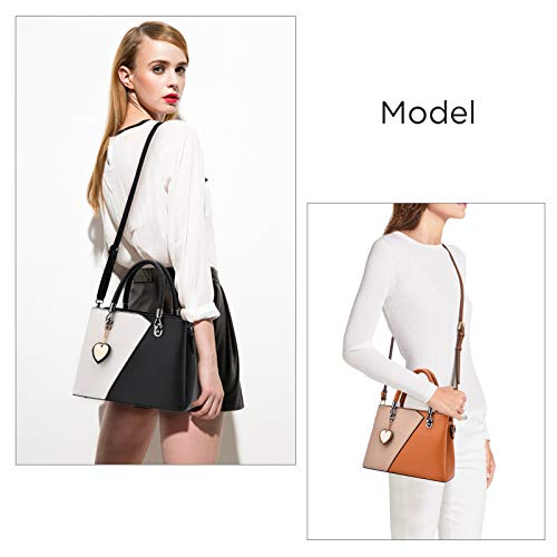 Sac à main en cuir pour femme avec poignée supérieure, coutures contrastées, fourre-tout et bandoulière pour dames