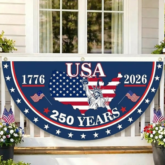 🗽Bannière Demi-Ronde Drapeau du 250e Anniversaire des États-Unis🦅