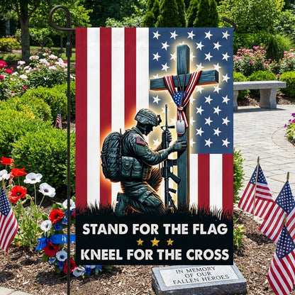 Stand For The Flag Kneel For The Cross – Patriotic Christian Flag for Memorial Day, Veterans Day & Patriotic Displays